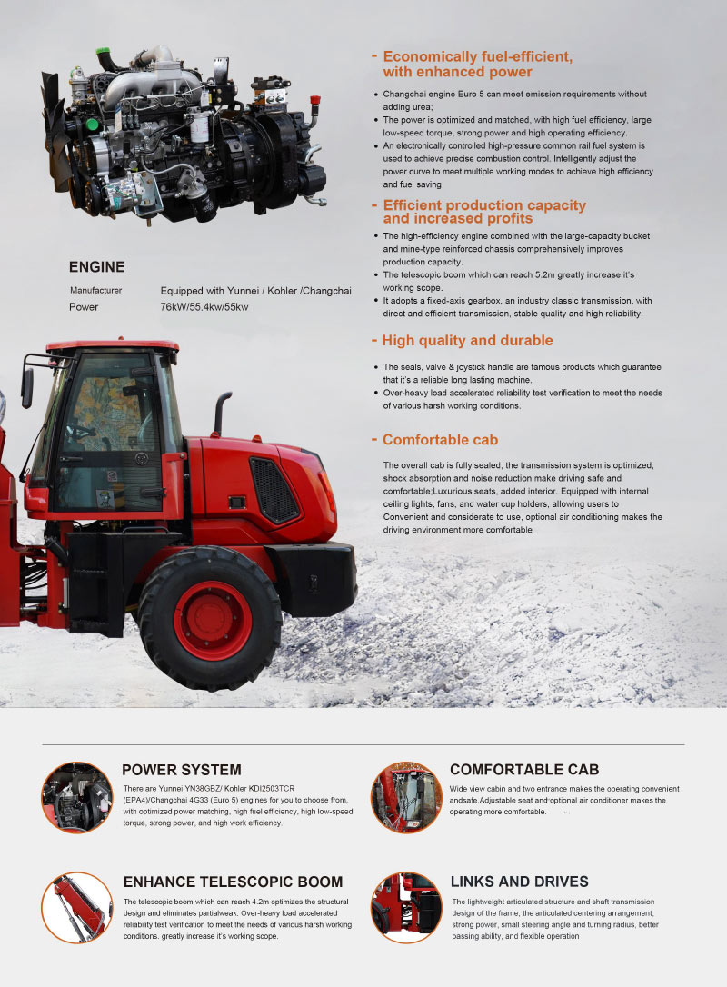 Grand chargeur à bras télescopique Grand chargeur à bras télescopique