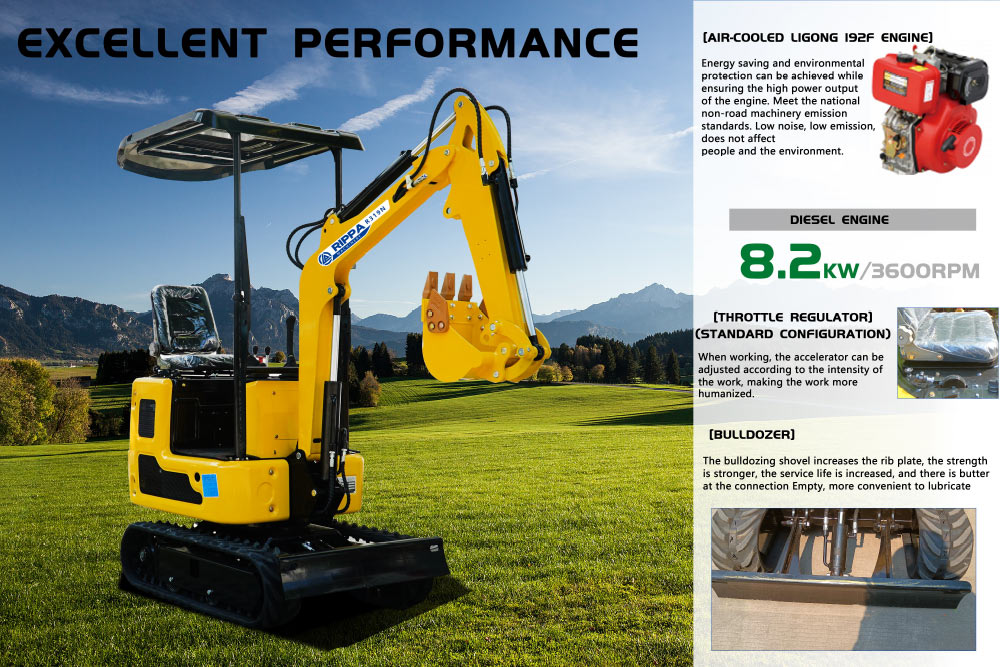 CE Sertifikalı 0.9 Tonluk Mini Ekskavatör