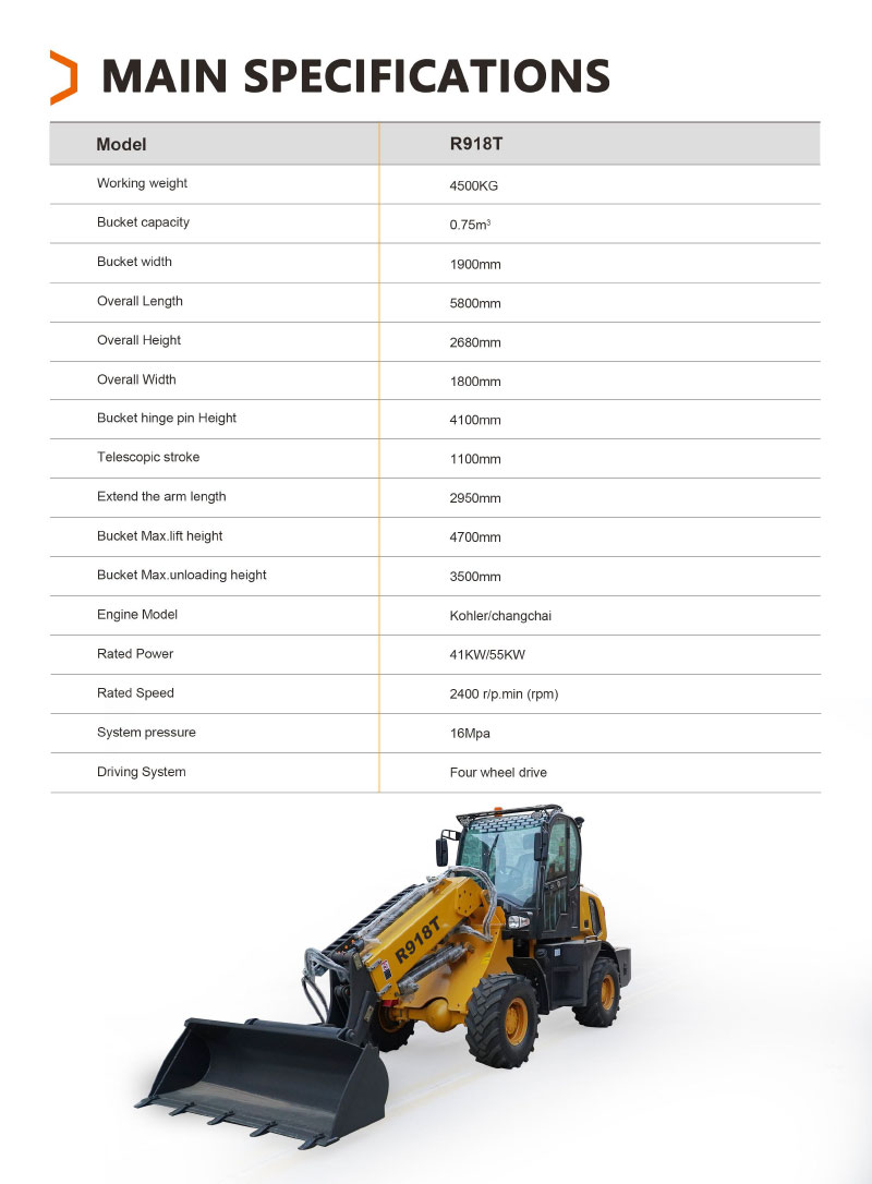 Carregadeiras de rodas de 4,5 toneladas para venda