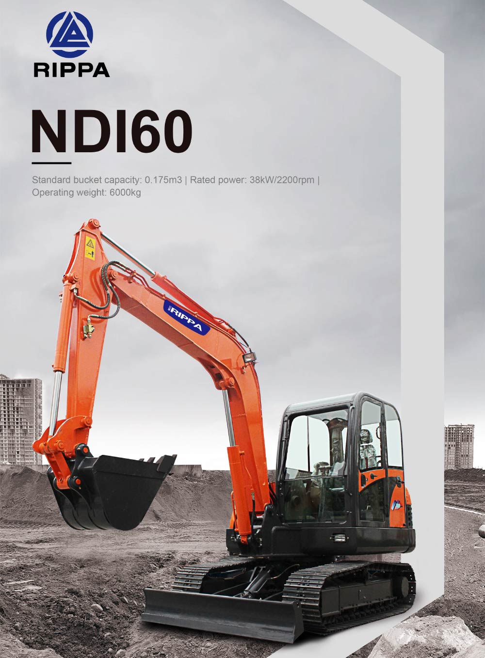 Miniexcavadora de 6 toneladas con certificación CE Miniexcavadora de 6 toneladas con certificación CE