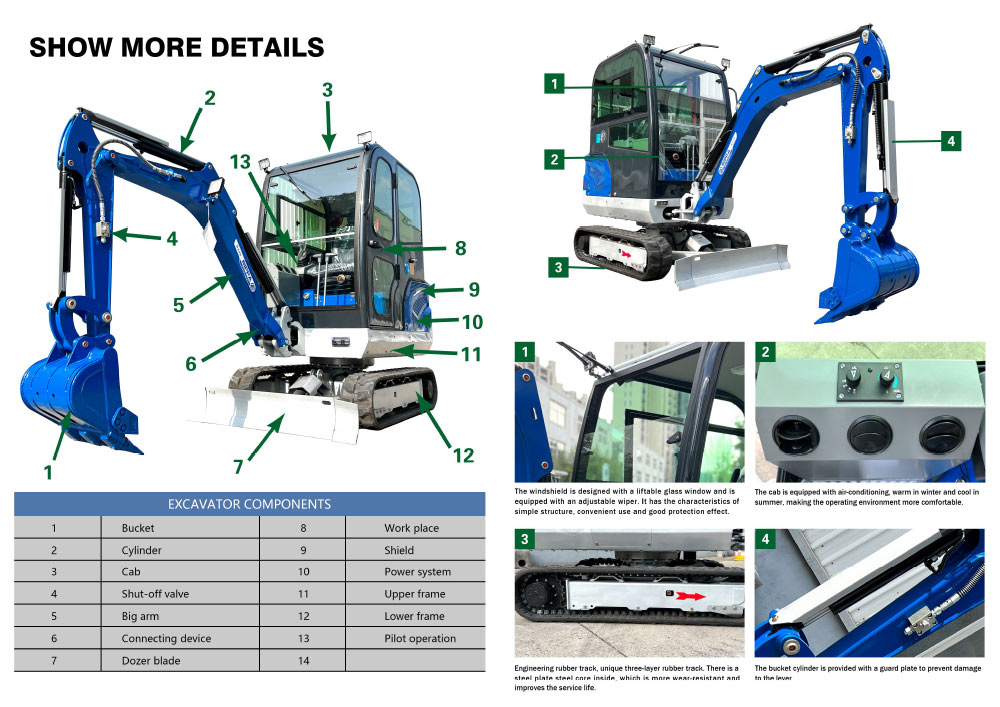 Produttore di escavatori da 2 tonnellate Motore Kubota NDI330