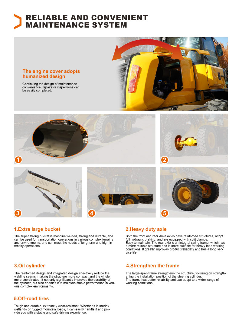 Carregador de braço telescópico grande de 7,3 toneladas Carregador de braço telescópico grande de 7,3 toneladas