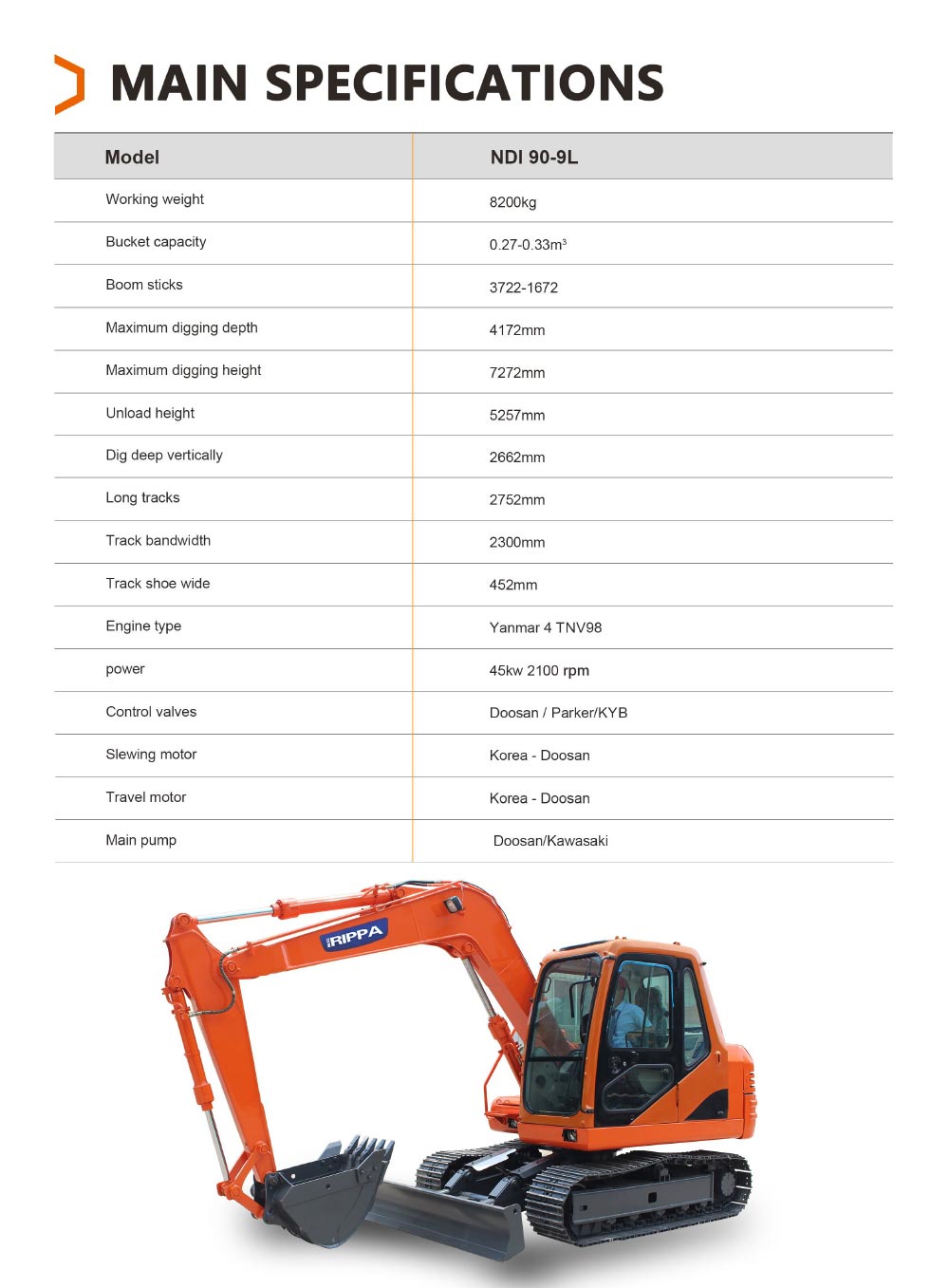 8.2 Tons Excavator ODM OEM 8.2 Tons Excavator ODM OEM
