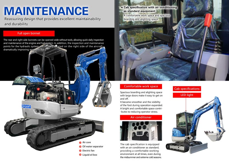 3.5 Tons Tailless Mini Excavator Kubota Engine