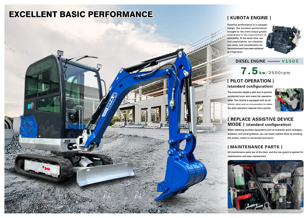 Produttore di escavatori da 2 tonnellate Motore Kubota NDI330