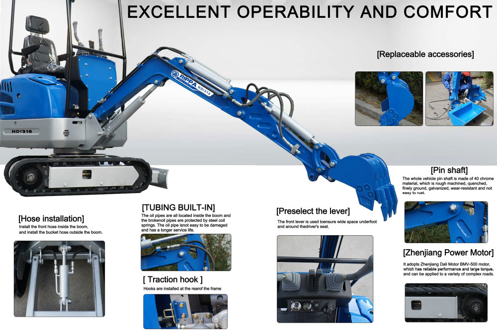 Mini-pelle de 1,2 tonne avec certification CE NDI316 Mini-pelle de 1,2 tonne avec certification CE NDI316